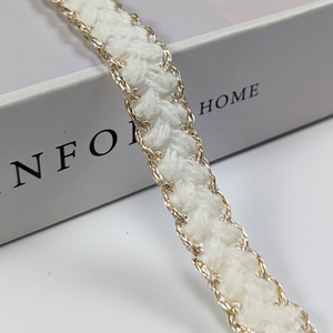 ริบบิ้นถักสีขาวดำขอบสีทองเงินเมทัลลิกขนาด <span class=keywords><strong>1</strong></span>.5 ซม. รุ่นใหม่ปี 2026 สำหรับตกแต่งเสื้อผ้าและเครื่องประดับ - Product Image 5
