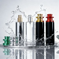 Flacons de parfum de luxe en verre transparent de 30 ml, ronds, vides, avec pompe pulvérisatrice, sérigraphiés, bouchons or/argent, diffuseur à bâtonnets, marque OEM/ODM