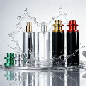 Luxury 30ml Empty Pump Sprayer <b>Screen</b> Printed Clear Round Glass Perfume Bottles with Gold Silver Cap and <b>Reed</b> Diffuser - Product Image 3