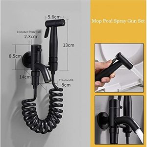 Pistola de ducha para inodoro Bingtao, bidé portátil con boquilla presurizada, pistola de agua de acero inoxidable negro para baño - Product Image 5