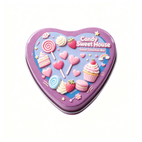 Boîte en métal en forme de cœur pour bonbons, motif gaufré 3D, conteneur de rangement en métal pour cadeaux de fête d'enfants, emballage de chocolat