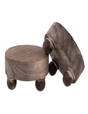 2 mini wooden risers small round antique tung wood base risers rural farmhouse decoration display bench