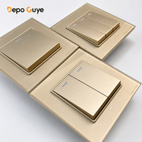 Prise murale universelle en verre trempé doré de luxe, prise UK 16A, USB Type C 18W, charge rapide, usage industriel, hôpital, maison, électrique
