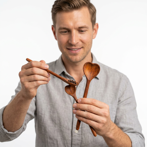 Cuillère à riz en bois de hêtre naturel, spatule de service alimentaire en bois durable pour le camping et la cuisine, ustensile artisanal écologique - Product Image 1