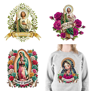 Transferencias Termoadhesivas DTF con Diseños Florales de <span class=keywords><strong>San</strong></span> <span class=keywords><strong>Judas</strong></span> <span class=keywords><strong>Tadeo</strong></span>, Virgen de Guadalupe, Listas <span class=keywords><strong>para</strong></span> Planchar en Camisetas - Product Image 1
