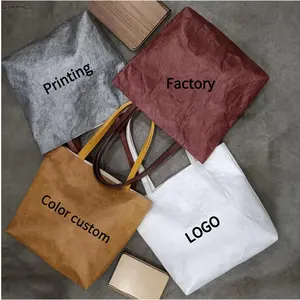 Непромокаемая Водонепроницаемая бумажная пляжная сумка с 2024 и принтом логотипа, в винтажном стиле