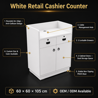 Comptoir de caisse blanc pour commerce de détail, petit bureau d'accueil avec tiroirs verrouillables, armoire, comptoir de caisse pour boutique commerciale, OEM ODM