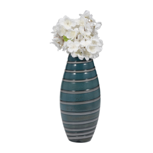 Elegante Vaso in Vetro Ovale con Design a Strisce per Arredamento Soggiorno Capri - Product Image 2