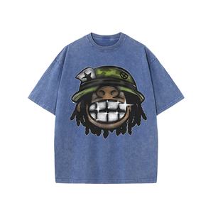 เสื้อยืดผ้าฝ้ายแนวสตรีทของผู้ชายเสื้อฮิปฮอปผ้าฝ้าย100% แนวสตรีททรงโอเวอร์ไซส์แขนสั้นขนาดใหญ่พิมพ์ลายหัวใหญ่แบบถักดิจิตอล - Product Image 6