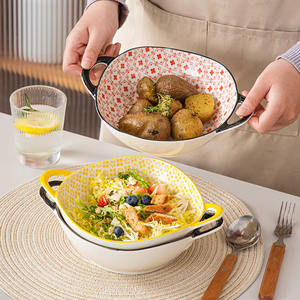 Bol à nouilles <span class=keywords><strong>Ramen</strong></span> japonais fait à la main, salade en céramique bol à soupe à pâtes avec poignée cuisine Restaurant vaisselle bol à micro-ondes - Product Image 5