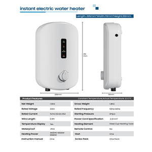 <span class=keywords><strong>Chauffe</strong></span>-<span class=keywords><strong>eau</strong></span> électrique instantané avec affichage numérique, certifié UE, pour lavabo, commande par bouton fixe - Product Image 2