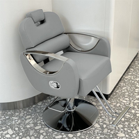 Nouvelle chaise de salon marron en métal électroplaqué pour la coupe et la coloration des cheveux, avec levage simple en cuir, inclinable à l'envers, pour barbier et SPA