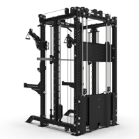 POWERMAN Máquina de Entrenamiento Funcional Comercial, Máquina Smith 1:1 y 2:1, Polea Superior, Remo Bajo, Crossover de Cables Todo en Uno para Gimnasio en Casa