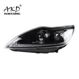 AKD ไฟหน้ารถยนต์สำหรับ Ford Focus,ไฟหน้า2009-2011 Focus 2 LED สัญญาณไฟแบบไดนามิก Led Drl Hid Bi Xenon อุปกรณ์เสริมอัตโนมัติ