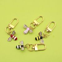 Mini Arı Anahtarlık, 54x18mm, Yapay Elmas ve Altın Tonlu Metal Hediyelik Şirin Çanta Süsü, 4 Renk