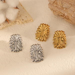 ต่างหูสแตนเลสทรงเรขาคณิต 18k ชุบไทเทเนียมเหล็กสำหรับผู้หญิงแฟชั่นของขวัญเครื่องประดับ TE60583 - Product Image 1