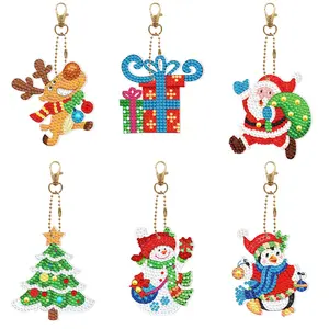 Diy Ornament Christmas Tree Jingle Bell Snowman 3D 5D Diamond Art Keychain Kits