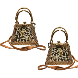 Ketak เครื่องจักสานแบบดั้งเดิมทำจากหวายมีลวดลายเปลือกหอยที่ประณีตทนทานสายหนังและดีไซน์ทรงสามเหลี่ยมที่โดดเด่น - Product Image 1