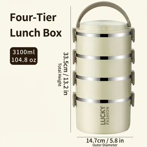 Boîte à lunch en acier inoxydable avec couvercle, empilable, multi-couches, isotherme, pour la préparation des repas à l'école ou au bureau - Product Image 2