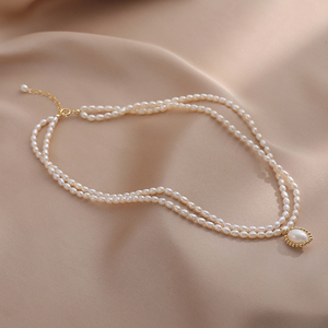 Gargantilla Retro 1472, Cadena Doble para Clavícula, Gargantilla Vintage con Perlas - Product Image 4