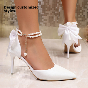 Nouvelle Collection : Chaussures <span class=keywords><strong>Femme</strong></span> Sexy à Bout Pointu et Talons Fins – Design en Tissu PU avec Nœud, Talon Rond et Élancé de 8,6 cm – Modèle MuY1129 - Product Image 1