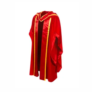 Red/Gold AU/UK University Doctoral Gown With Hoods PHD Academic Gown