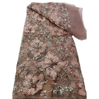 NI.AI Nouveau design Tissu en dentelle à paillettes perlées, tulle de luxe avec perles pour mariage et fête
