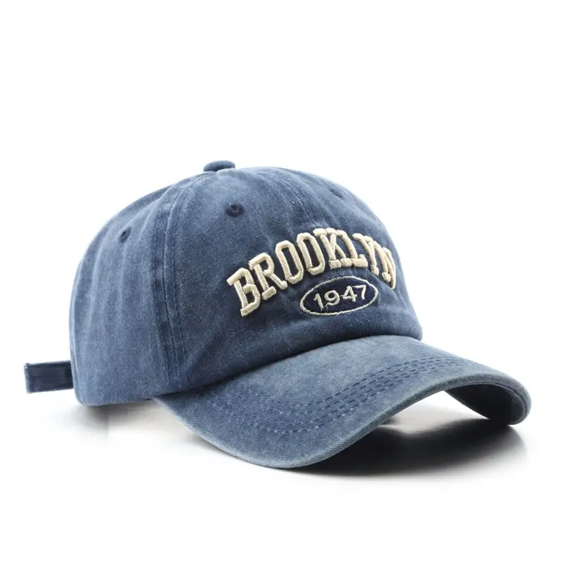 Custom Logo Washed Vintage Distressed Dad Hats Adjustable Plain Cotton Baseball Jeans Caps For Men Women