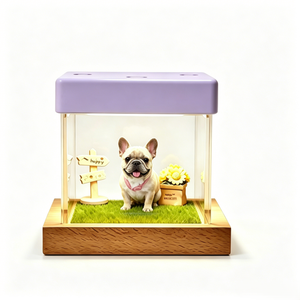 Boîte commémorative moderne pour animaux de compagnie avec projection holographique 3D, base en bois, interaction vocale, contrôle tactile, sans téléphone requis, personnalisable - Product Image 1