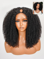 Perruque Afro Bouclée en V avec Cheveux Brésiliens Remy 9A de Haute Qualité Noir Naturel, Sans Colle, avec Cordon de Serrage, Sans Perte de Cheveux, 12-32 Pouces
