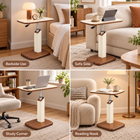 Hauteur réglable 360° °   Table de chevet rotative avec roulettes, table d'appoint mobile pour ordinateur portable, pour canapé, chambre à coucher