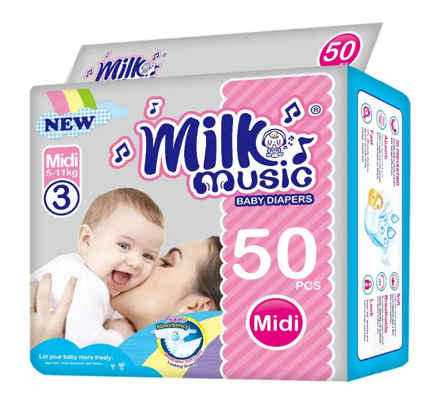 Fraldas de bebê descartáveis, venda quente de música de leite descartável, todos os tamanhos, fraldas para bebês recém-nascidos, fábrica na china