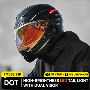 Casco Integrale per Moto BYB/RNG M-Black BY-166 con Luce LED, Approvato DOT, in ABS, per Adulti, Sport e Guida - Product Image 1