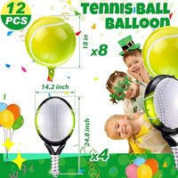 12 Ballons de Tennis et Ballons Raquettes en Aluminium pour Décoration de Fête de Tennis, Fournitures d'Anniversaire Thème Sportif