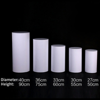 Support acrylique de piédestal de cylindre pour la table ronde blanche de dessert de partie pour la fête de mariage