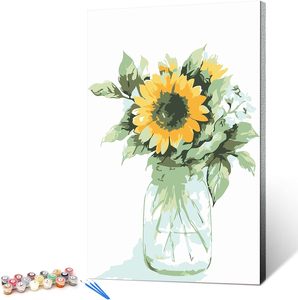 Peinture à l'huile numérique encadrée SONGWOO ART pour adultes débutants, toile personnalisée à peindre par numéros, motif tournesol - Product Image 3
