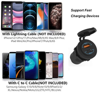 Prise USB 60W 12V, charge rapide USB C QC4.0 Type C PD QC3.0, chargeur USB pour voiture, bateau, moto, camion