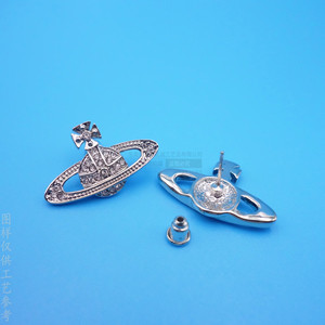 Pendientes de Saturno de Aleación de Zinc Personalizados, con Microincrustaciones de Níquel Brillante y Diseño de Diamantes Completos, para Mujer, Joyería de Moda para Fiestas - Product Image 1
