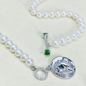 Pendentif en argent pur S925 avec boucle en perle, plaqué or 18 carats, accessoires de bijoux DIY, style tendance, avec artisanat plaqué - Product Image 1