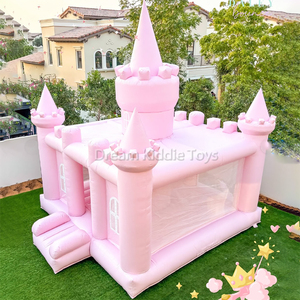 Château gonflable commercial rose en PVC avec souffleur, aire de jeux souple extérieure, château gonflable à sauter, toboggan, maison à rebondir - Product Image 4