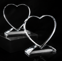 Cristal vierge personnalisable de haute qualité avec gravure 3D interne en forme de cœur, vente directe d'usine, idéal pour les cadeaux d'affaires