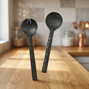 Top Sale Classic Art Deco Vintage Style Swirl Resin Spoon Set Best Salad Server Flatware Tableware for Weddings - Product Image 1