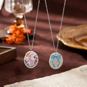 Fashion Oval Pendant Stainless Steel Bow Rabbit <strong>Necklace</strong> <strong>Best</strong> <strong>Friend</strong> <strong>Necklaces</strong> <strong>for</strong> Women - Product Image 1