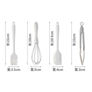 Juego de utensilios de cocina de silicona de grado alimenticio resistente al calor, 4 Uds., espátula, pinzas para alimentos, batidor, cepillo para repostería para cocinar y hornear - Product Image 2