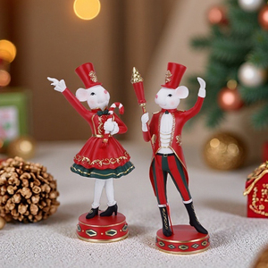 Đồ trang trí chuột lính Giáng sinh phong cách Redeco Nutcracker, tượng chuột Giáng sinh, tượng động vật bằng nhựa resin, đồ trang trí ngày lễ thanh lịch - Product Image 1