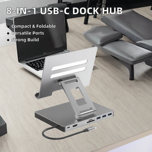 8-портовая док-станция USB-C 8-в-<span class=keywords><strong>1</strong></span>, складная алюминиевая подставка для планшета, многопортовый USB-C концентратор для iPad Pro с интерфейсами USB 2.0 и USB 3.0, в наличии - Product Image 2