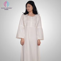 Perle dentelle décoration coton pyjama avec grand Pull coton dames pyjama col rond pull dames Nuisette