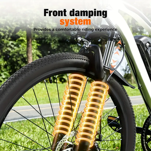 Vélo électrique tout-terrain pour homme 26 pouces avec batterie lithium intégrée au moyeu arrière, freins à disque hydrauliques 7 vitesses et suspension verrouillable – Livraison rapide aux États-Unis - Product Image 6