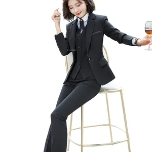 OEM Dropship 2 Piece Business Suits for Women Ladies Formal Office Lady Uniform Designs Single Button Blazer and Trouser Set