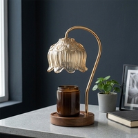 Lampe à Fondre les Cire de Bougie Sans Flamme en Verre Fleur de Lys Multi-Tension, Options de Prise US EU UK, Lampe Décorative Vintage pour la Maison et l'Arôme, Vente en Gros